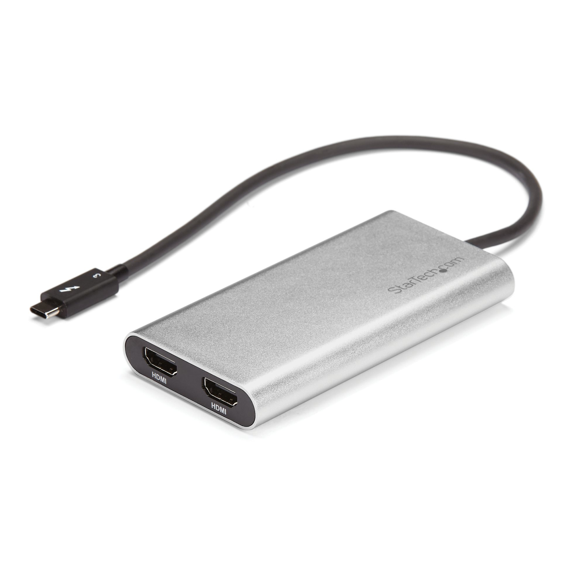 StarTech.com Adattatore Thunderbolt 3 a doppio HDMI - Compatibile Mac e Windows - 4K 60Hz - Convertitore USB-C  TB3 a HDMI - Cavo adattatore - 24 pin USB-C maschio a HDMI femmina - 28.4 m - argento - attivo, supporta 4K 60 Hz (4096 x 2160) - per P/N: TB33A1C
