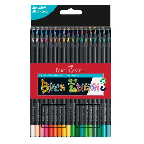 Faber-Castell Black Edition - Pastello colorato - colori assortiti (pacchetto di 36)