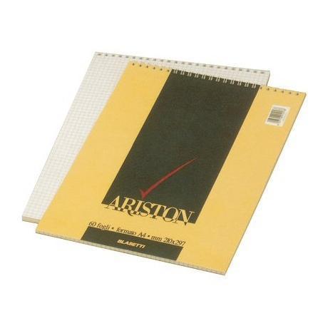 Blasetti ARISTON - Blocco punto metallico - rilegatura a spirale - A4 - 60 fogli / 120 pagine - extra bianco - quadretti - disponibile in colori assortiti - cartone