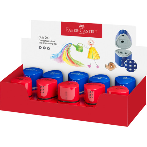 Faber-Castell GRIP 2001 - Temperino con contenitore - 3 fori