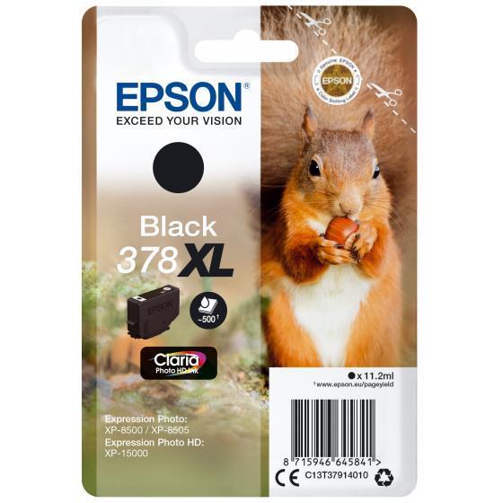 Epson 378XL - 11.2 ml - XL - nero - originale - blister con radiofrequenza / allarme acustico - cartuccia d'inchiostro - per Expression Home XP-8605, 8606; Expression Home HD XP-15000; Expression Photo XP-8500, 8700