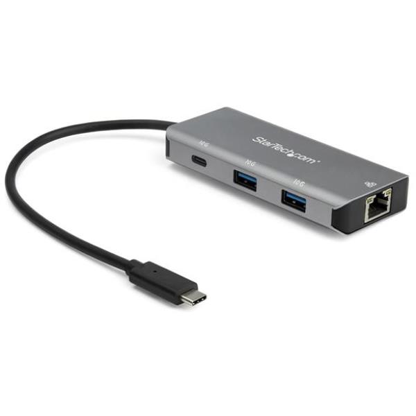 StarTech.com Hub USB-C a 3 porte con porta LAN - 10 Gbps - 2 USB-A e 1 USB-C (HB31C2A1CGB) - Hub - 1 x USB-C + 2 x USB 3.1 + 1 x 10/100/1000 - desktop - per P/N: PEXUSB321C
