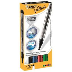 BIC VELLEDA - Marcatore - non permanente - per lavagna bianca - nero, rosso, blu, verde - inchiostro a base alcolica - 2.2 mm (pacchetto di 4)