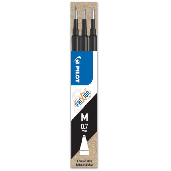 Pilot FriXion - Refill - nero - 0.7 mm (pacchetto di 3) - per FriXion Ball Clicker, Slim
