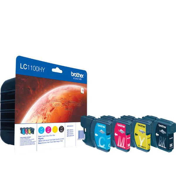 Brother LC1100HY - Confezione da 4 - Alta resa - nero, giallo, ciano, magenta - originale - blister - cartuccia d'inchiostro - per Brother DCP-6690CW, MFC-5890CN, MFC-5895CW, MFC-6490CW, MFC-6890CDW