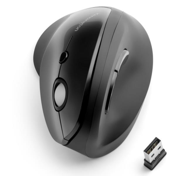 Kensington Pro Fit Ergo Vertical Wireless Mouse - Mouse verticale - ergonomico - per destrorsi - 6 pulsanti - senza fili - 2.4 GHz - ricevitore wireless USB - nero
