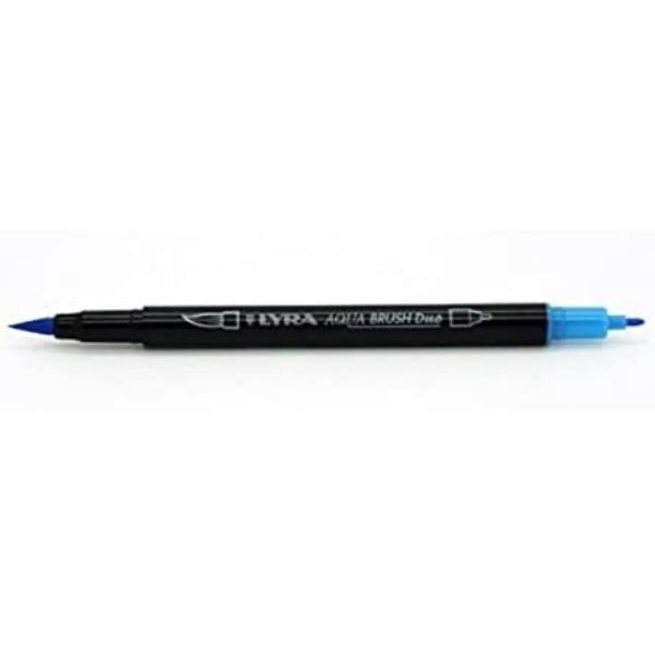 Lyra Aqua Brush Duo - Combinazione pennello e penna con punta in fibra - blu chiaro - inchiostro base acqua - 2 mm / 4 mm - fine / brush