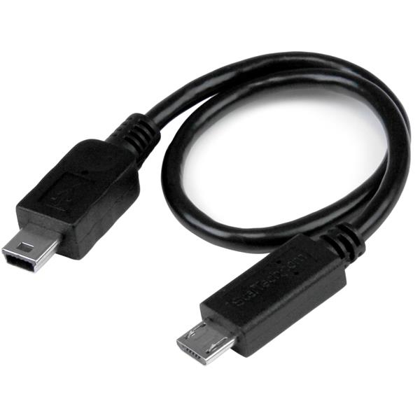 StarTech.com Cavo USB OTG - Micro USB a Mini USB - M/M - 20cm - Cavo USB - mini-USB Type B (M) a Micro-USB Tipo B (M) - USB OTG - 20.32 cm - nero