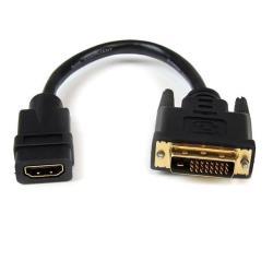 StarTech.com Adattatore cavo video HDMI a DVI-D da 20 cm - HDMI femmina a DVI maschio - Adattatore video - HDMI femmina a DVI-D maschio - 20.32 cm - schermato - nero - per P/N: CDP2HDMM2MB, DP2HDMM2MB, HDDVIMM3, HDMM1MP, HDMM2MP, HDMM3MP, HDPMM50, MDP2HDMM2MB
