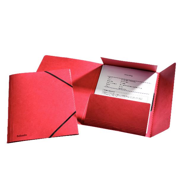 Esselte Rainbow - Cartelletta a 3 lembi - per A4 - capacità 150 fogli - rosso