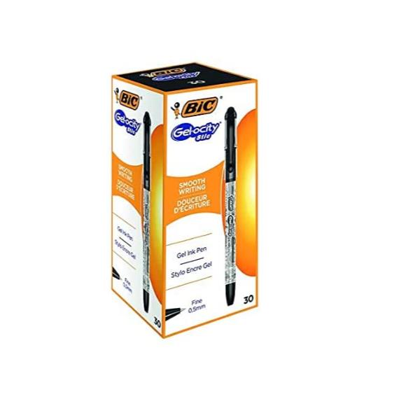 BIC Gel-ocity Stic - Penna a sfera - nero - inchiostro gel - 0.5 mm - fine (pacchetto di 30)