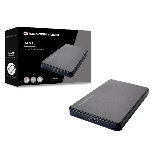 Conceptronic Grab'n'Go Collection 2,5" Harddisk Box Mini USB 3.0 CHD2MUSB3B - Box esterno - 2.5" - 1 Canale - SATA 1.5Gb/s - USB 3.0 - nero
