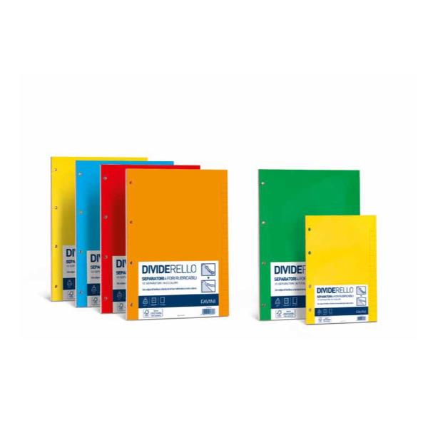 FAVINI SCHOOL BASIC - Divisorio - per 160 x 210 mm - con schede - colori assortiti (pacchetto di 10)