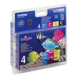 Brother LC1000 Confezione multipla - Confezione da 4 - nero, giallo, ciano, magenta - originale - blister - cartuccia d'inchiostro - per Brother DCP-130, 330, 350, 353, 540, 560, 750, 770, MFC-5460, 5860