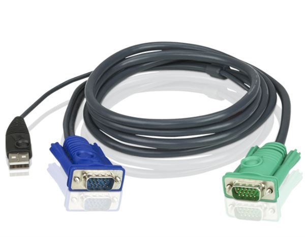 ATEN 2L-5202U - Cavo tastiera / video / mouse (KVM) - USB, HD-15 (VGA) (M) a USB, HD-15 (VGA) (M) - 1.8 m - per KVM on the NET CS1708, CS1716; Master View max CS-1716; MasterView USB KVM Switch CS-1708