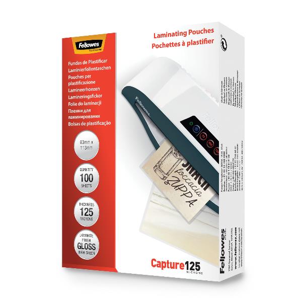 Fellowes Laminating Pouches Capture 125 micron - 83 x 113 mm rivestimento di plastificazione