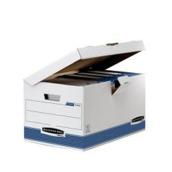 Bankers Box - Scatola per archiviazione - per Folio - bianco con banda blu