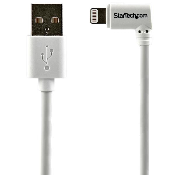 StarTech.com Cavo USB a connettore Lightning da 8 pin angolato da 2m - bianco - Cavo Lightning - Lightning maschio a USB maschio - 2 m - a doppia schermatura - bianco - connettore angolato - per P/N: USB2PCARBK, USB2PCARBKS, USBLT2PCARW, USBUB2PCARB
