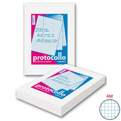 Blasetti PROTOCOLLO - Foglio protocollo - A4 - 200 fogli / 400 pagine - quadrettato
