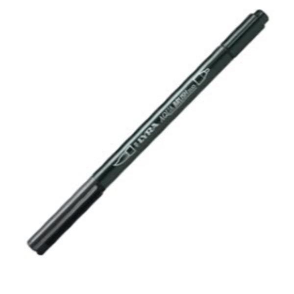 Lyra Aqua Brush Duo - Combinazione pennello e penna con punta in fibra - nero medio - inchiostro base acqua - 2 mm / 4 mm - fine / larga
