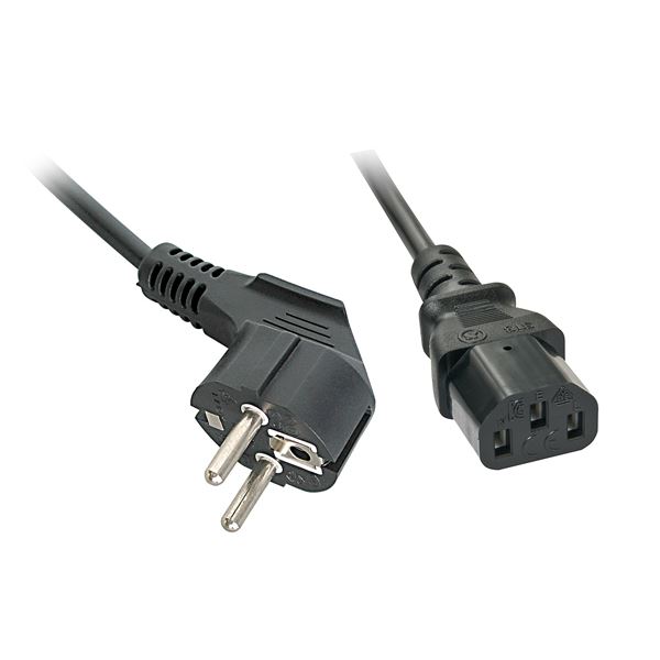 Lindy - Cavo di alimentazione - CEE 7/7 (M) angolazione a IEC 60320 C13 - 5 m - nero
