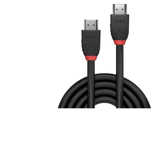 Lindy Black Line - Cavo HDMI con Ethernet - HDMI maschio a HDMI maschio - 1 m - tripla schermatura - nero - di forma rotonda, supporto 4K