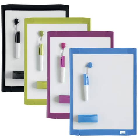 Quartet - Lavagna bianca - 216 x 280 mm - magnetica - nero, blu, verde, rosa (pacchetto di 6)