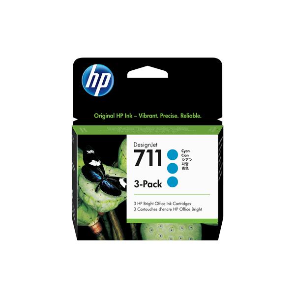 HP 711 - Confezione da 3 - 29 ml - ciano - originale - DesignJet - cartuccia d'inchiostro - per DesignJet T100, T120, T120 ePrinter, T125, T130, T520, T520 ePrinter, T525, T530