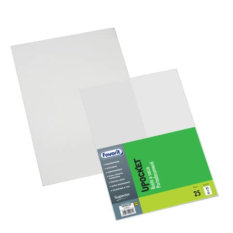 Favorit UPOCKET SUPERIOR - Tasca protettiva - per 210 x 310 mm - trasparente (pacchetto di 25)