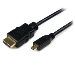 StarTech.com Cavo HDMI ad alta velocità con Ethernet da 2m - HDMI a Micro HDMI - M/M (HDADMM2M) - Cavo HDMI con Ethernet - HDMI maschio a 19 pin micro HDMI Type D maschio - 2 m - nero