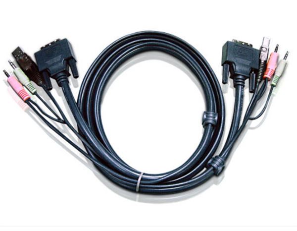 ATEN 2L-7D02U - Cavo audio / video / USB - USB, mini-phone stereo 3.5 mm, DVI-D (M) a mini-phone stereo 3.5 mm, USB Tipo B, DVI-D (M) - 1.8 m