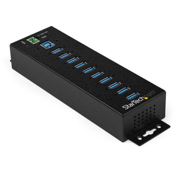 StarTech.com Hub USB 3.0 industriale a 10 porte - Adattatore di alimentazione esterno - Protezione ESD e sovratensioni a 350W (HB30A10AME) - Hub - 10 x USB 3.2 Gen 1 - montabile su rail DIN, montaggio a parete - Compatibile TAA - per P/N: ITB20D3250