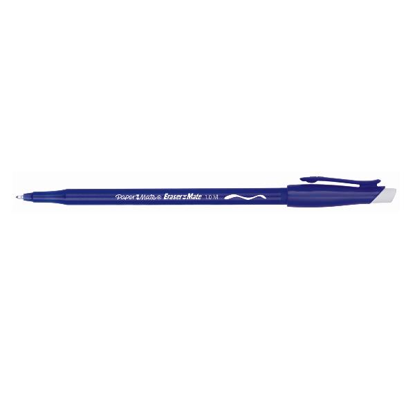 Paper Mate Replay - Penna a sfera - non permanente - blu - 1 mm - medio - con gomma (pacchetto di 12)