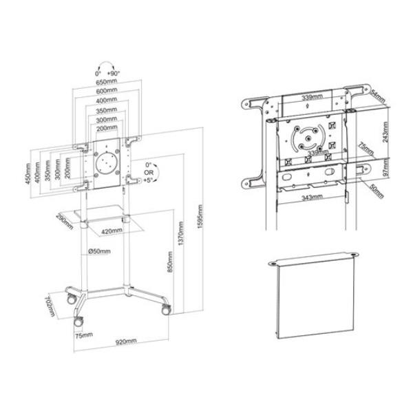 Neomounts by Newstar NS-M1250 - Carrello - per display LCD - nero - dimensione schermo: 37"-70"