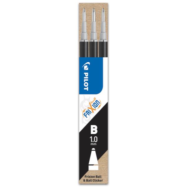 Pilot FriXion Ball - Refill - non permanente - nero - inchiostro gel - 1 mm - larga (pacchetto di 3)