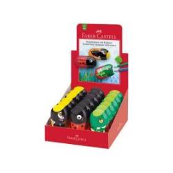 Faber-Castell - Temperino con contenitore - pesce, coccinella, aquila - animals - 2 fori - assortiti (pacchetto di 18)