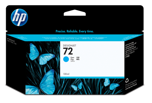 HP 72 - 130 ml - ciano - originale - DesignJet - cartuccia d'inchiostro - per DesignJet HD Pro MFP, SD Pro MFP, T1100, T1120, T1200, T1300, T1708, T2300, T790, T795