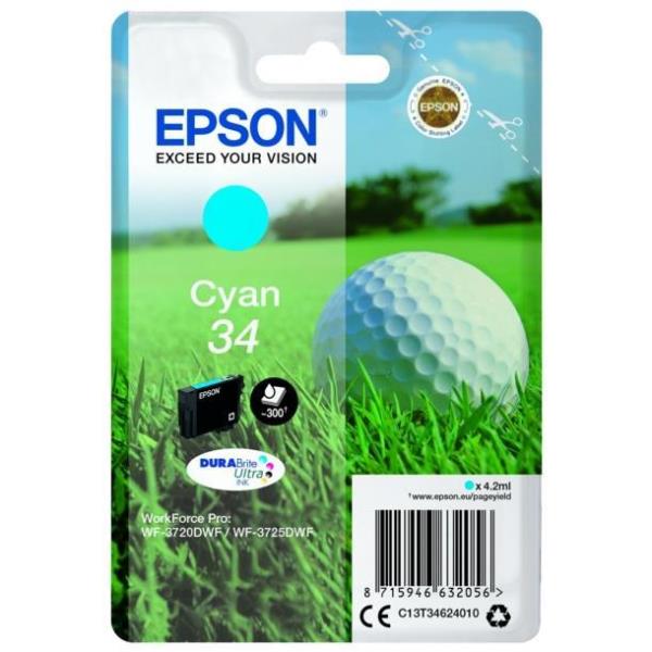 Epson 34 - 4.2 ml - ciano - originale - cartuccia d'inchiostro - per WorkForce Pro WF-3720, WF-3720DWF, WF-3725DWF