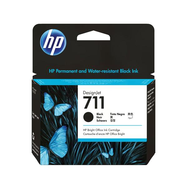 HP 711 - 80 ml - nero - originale - cartuccia d'inchiostro - per DesignJet T100, T120, T120 ePrinter, T125, T130, T520, T520 ePrinter, T525, T530