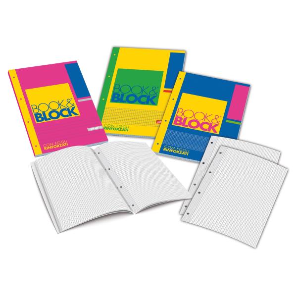 Blasetti book & block - Blocco di ricambio - A4 - 40 fogli / 80 pagine - quadretti - 4 fori