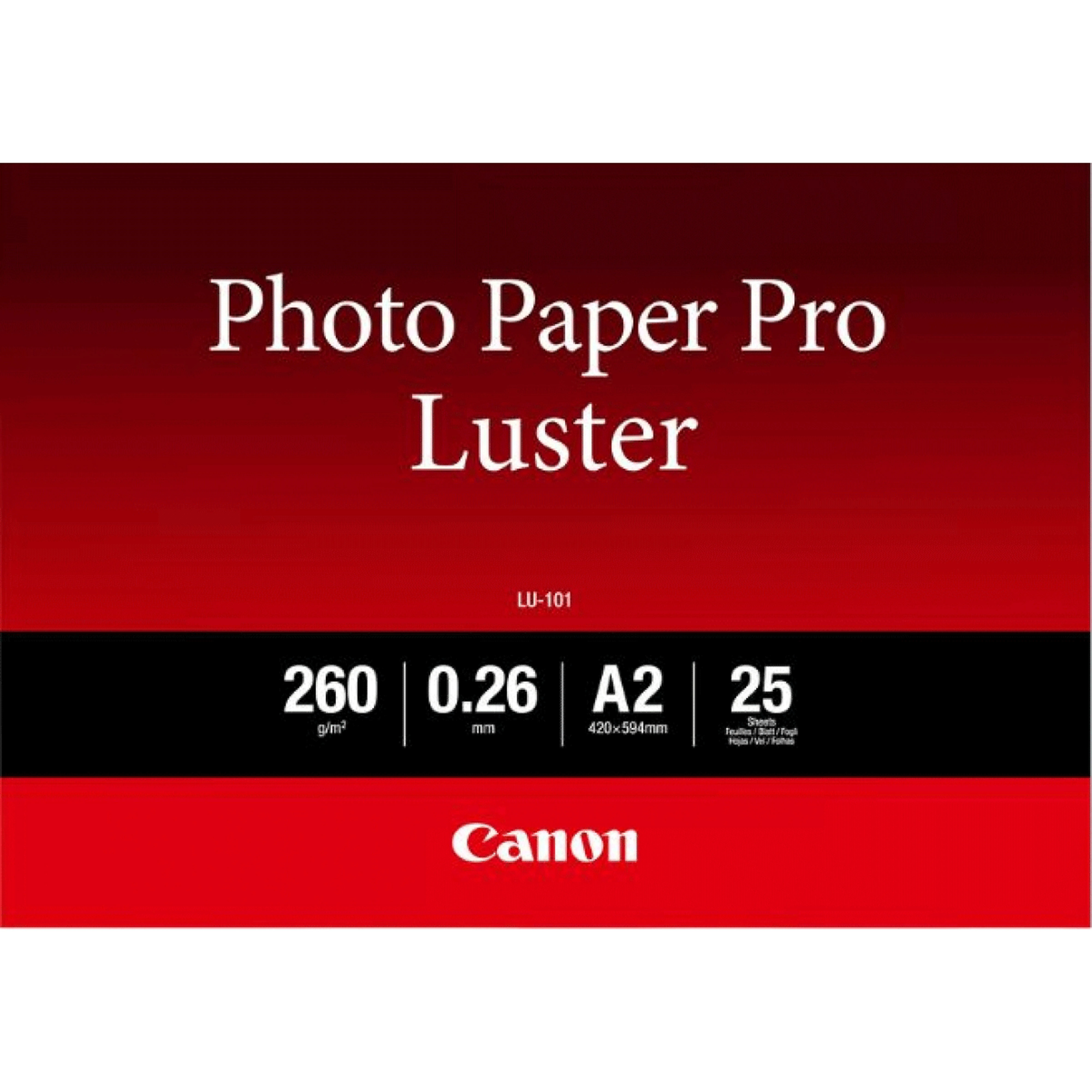 Canon Photo Paper Pro Luster LU-101 - Brillante - 260 micron - A2 (420 x 594 mm) - 260 g/m² - 25 fogli carta fotografica