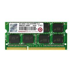 Transcend JetRAM - DDR3 - modulo - 4 GB - SO DIMM 204-pin - 1333 MHz / PC3-10600 - CL9 - 1.5 V - senza buffer - non ECC - per ASUS P8H67-I DELUXE; Lenovo IdeaPad Y410p