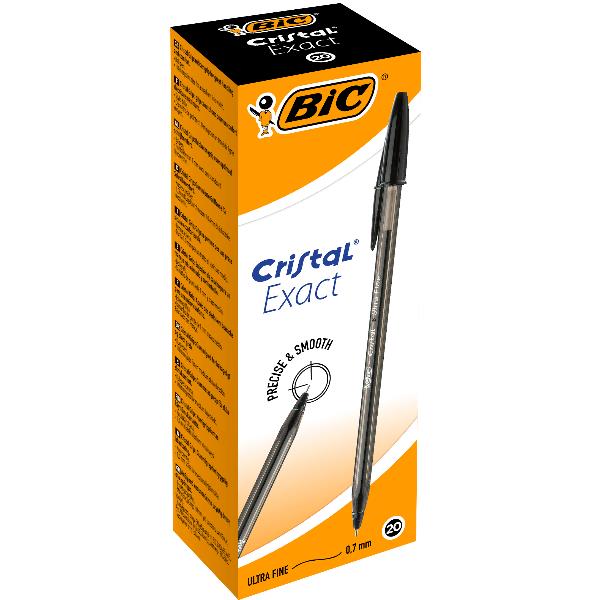 BIC Cristal Exact - Penna a sfera - nero - 0.7 mm - ultra fine (pacchetto di 20)