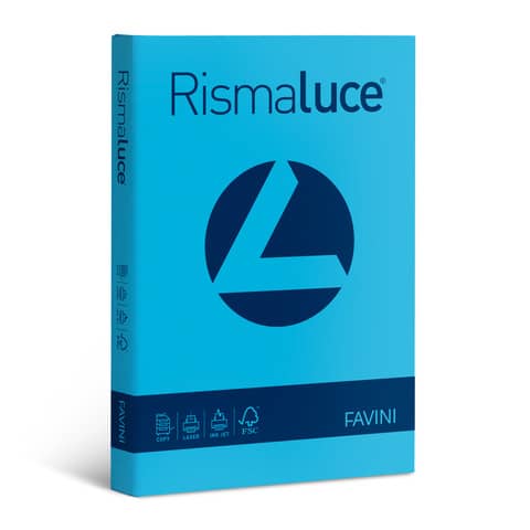 FAVINI RismaLuce - Cellulosa - blu chiaro - A3 (297 x 420 mm) - 140 g/m² - 200 fogli carta colorata