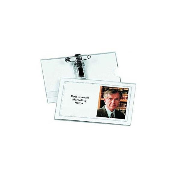 Lebez - Porta badge - per 90 x 55 mm - clip, spilla (pacchetto di 50)