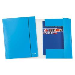Cartella 3 lembi con elastico WOW - 25 x 35 cm - dorso variabile - cartoncino plastificato - azzurro metal - Leitz