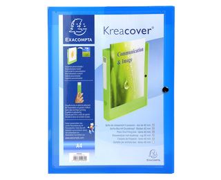Exacompta Kreacover - Cartella a scatola - larghezza dorsale 40 mm - per A4 - blu trasparente