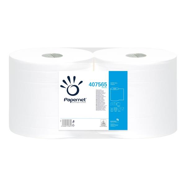 Bobina asciugatutto Special - microgoffrata - 2 veli - diametro 25 cm - 23,4 cm x 180 m - 18 gr - cellulosa - bianco - Papernet