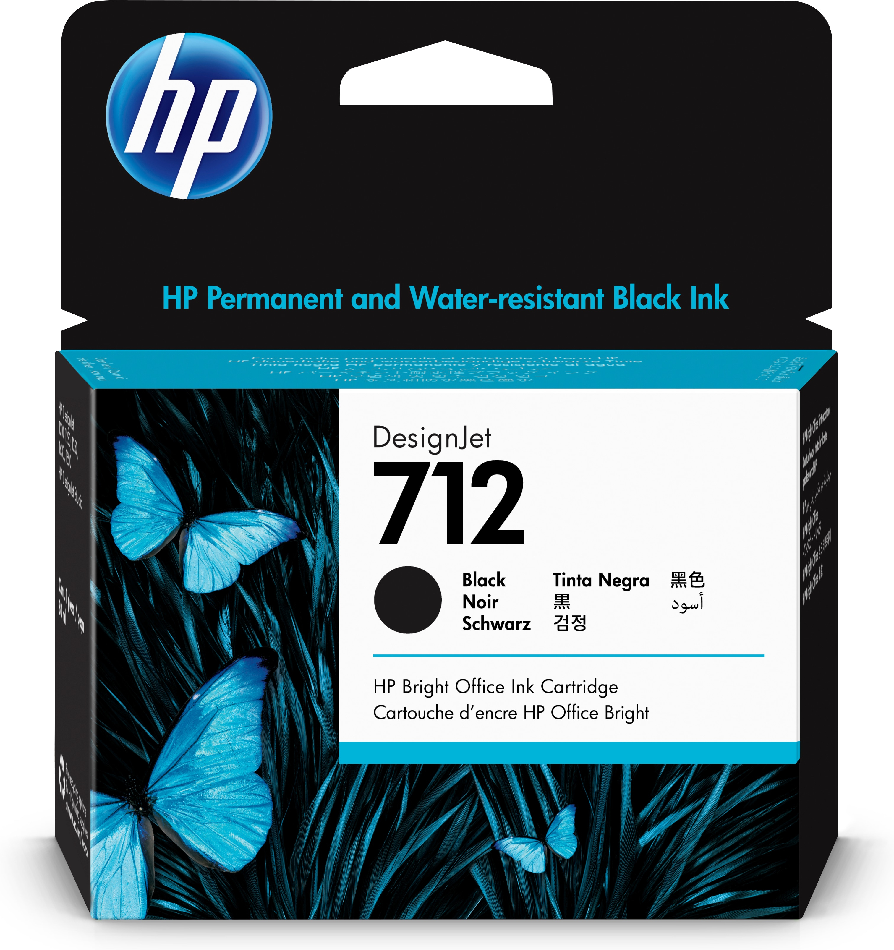 HP 712 - 80 ml - nero - originale - DesignJet - cartuccia d'inchiostro - per DesignJet Studio, T210, T230, T250, T630, T650