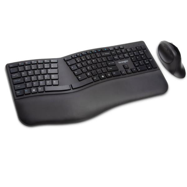 Kensington Pro Fit Ergo Wireless Keyboard and Mouse - Set mouse e tastiera - senza fili - 2.4 GHz, Bluetooth 4.0 - italiana - nero